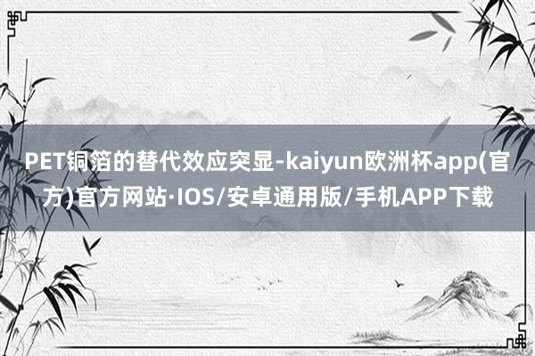 PET铜箔的替代效应突显-kaiyun欧洲杯app(官方)官方网站·IOS/安卓通用版/手机APP下载