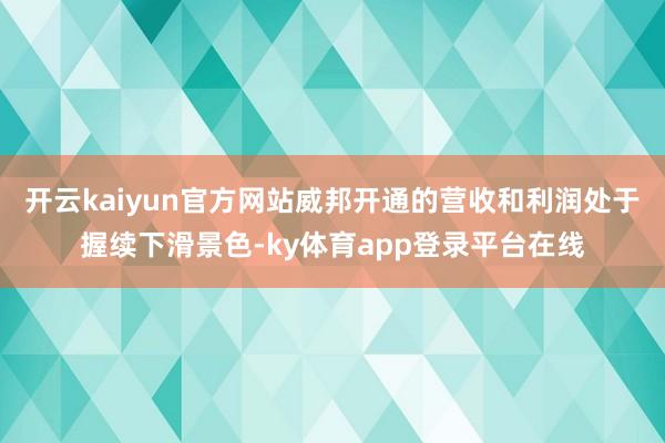 开云kaiyun官方网站威邦开通的营收和利润处于握续下滑景色-ky体育app登录平台在线